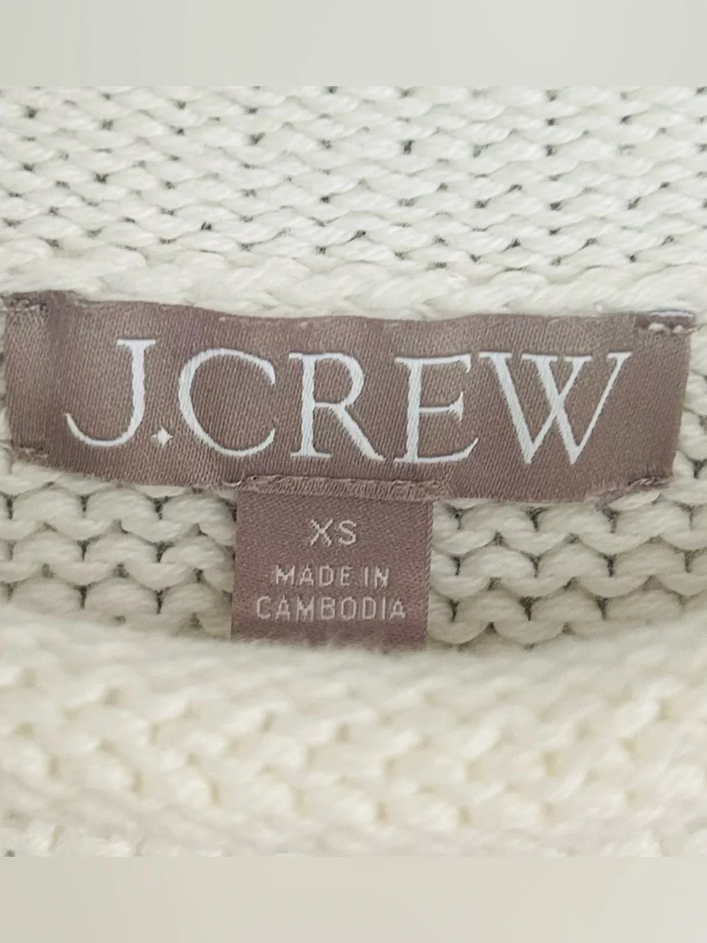 J.Crew Ivory 100% Cotton Mock Neck Boxy Cropped Knit Sweater XS Closet Basics